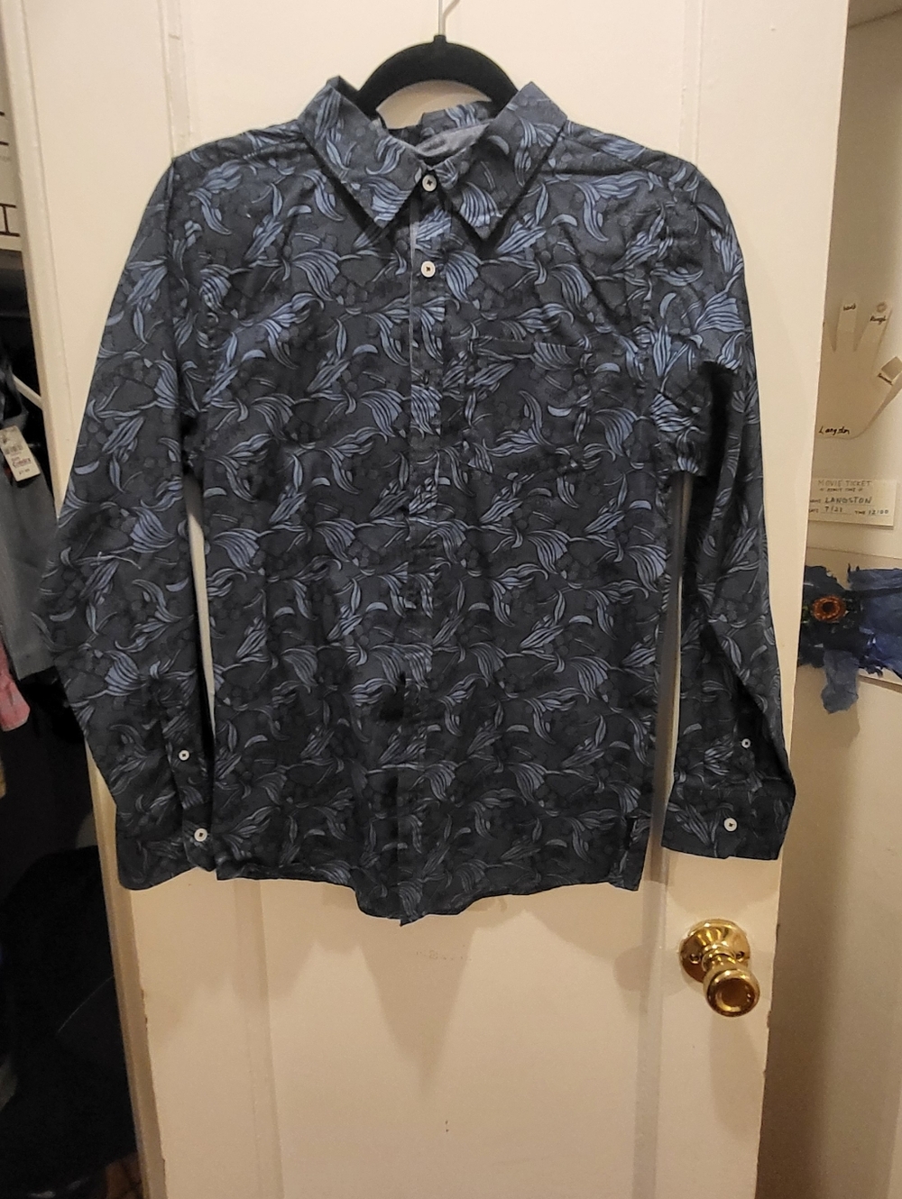 Boys Ben Sherman Navy Print Button-Down Shirt